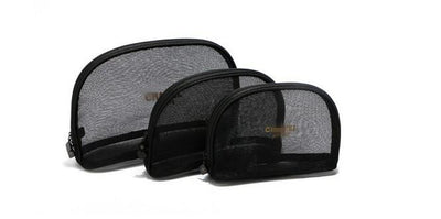 Transparent mesh cosmetic bag