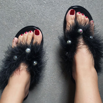 fur flip-flops