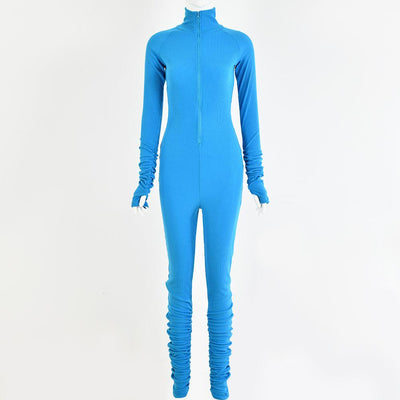 Sexy tight-fitting solid color jumpsuit