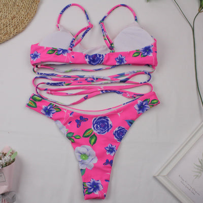 Sexy printed multicolor split bikini