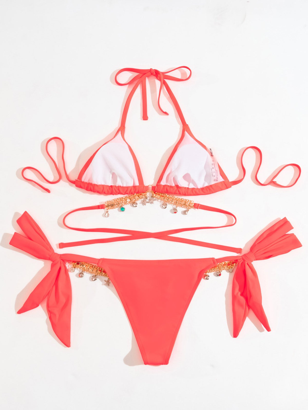 Crystal diamond straps triangle sex color Bikini