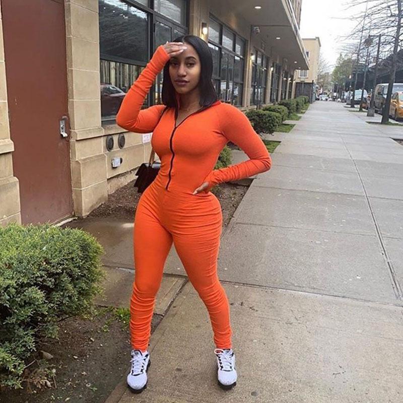 Sexy tight-fitting solid color jumpsuit