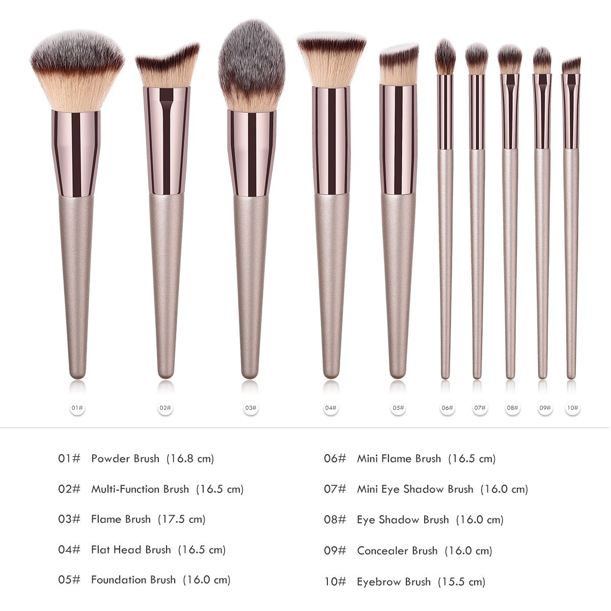 10 brush champagne gold Set