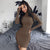 Long-sleeved skirt high-neck temperament solid color dress