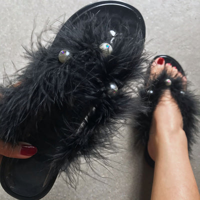 fur flip-flops