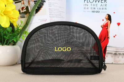 Transparent mesh cosmetic bag