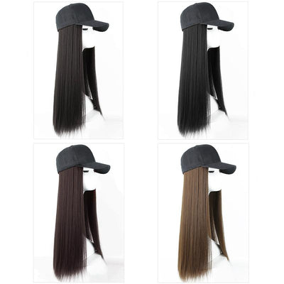 Black Peaked Cap Fiber Wig