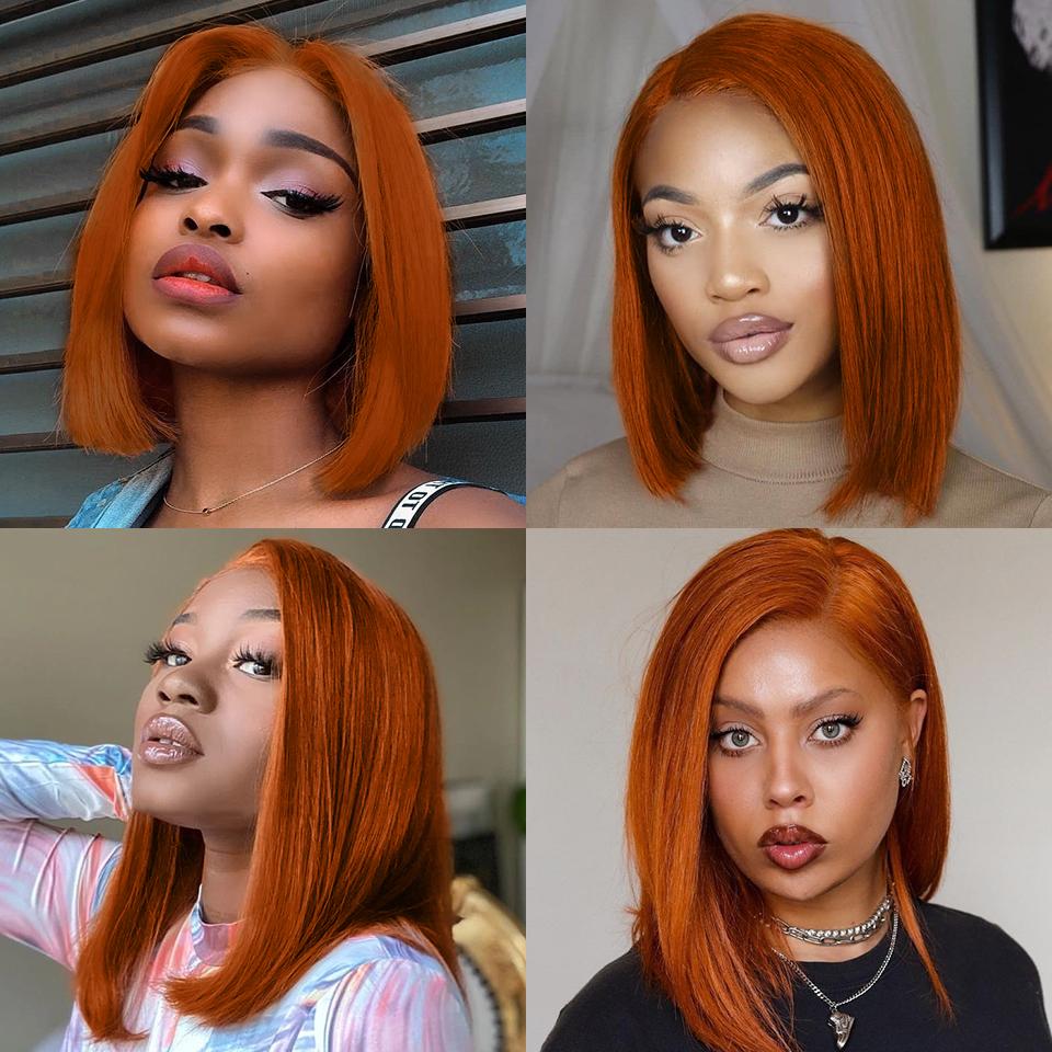 350 Orange Colored Short Bob Cut Lace Front Wigs MISI INTERNATIONAL