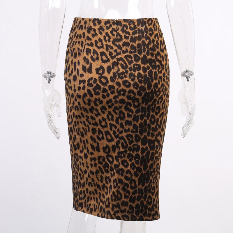 Leopard front pork half body short bag hip skirt