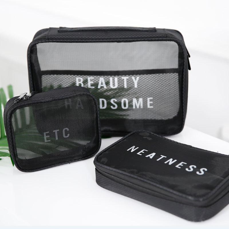 Cosmetic bag transparent three-piece