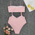 Pink strap splicing bikini high waist sensitive swimsuit