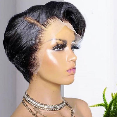 pixie cut wig lace human hair 13x1