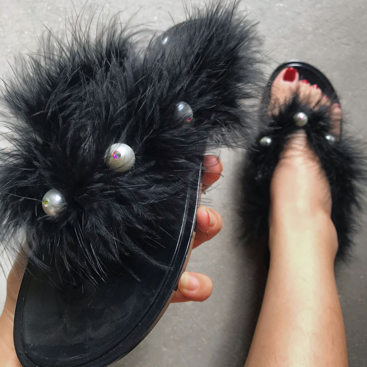 fur flip-flops