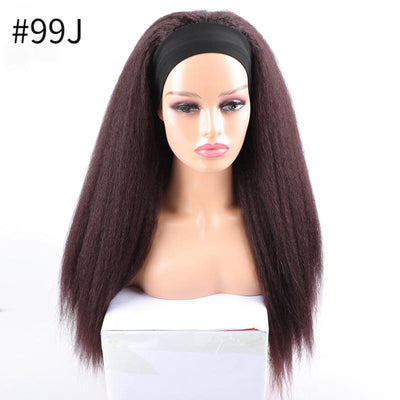 Fiber headband wig kinky straight